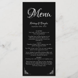 Elegant Modern Black and White Bröllop Menu Meny