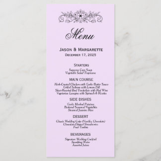 Elegant Modern Black and White Bröllop Menu Meny
