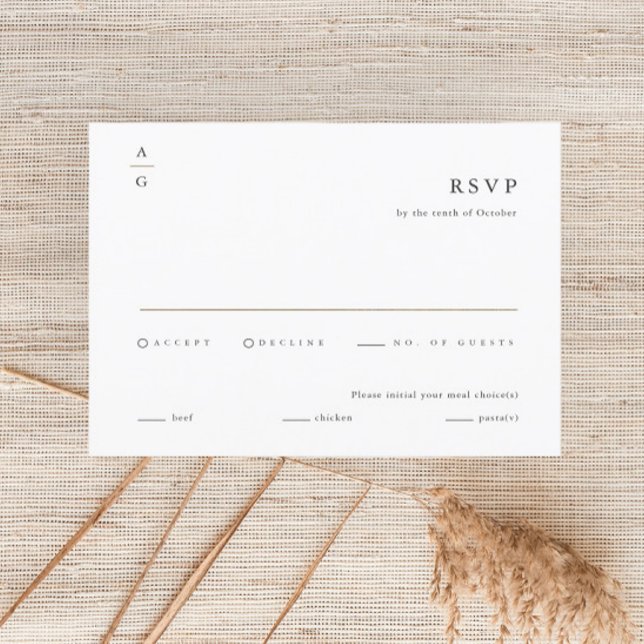 Elegant Modern Black and White Bröllop OSA Kort (Skapare uppladdad)