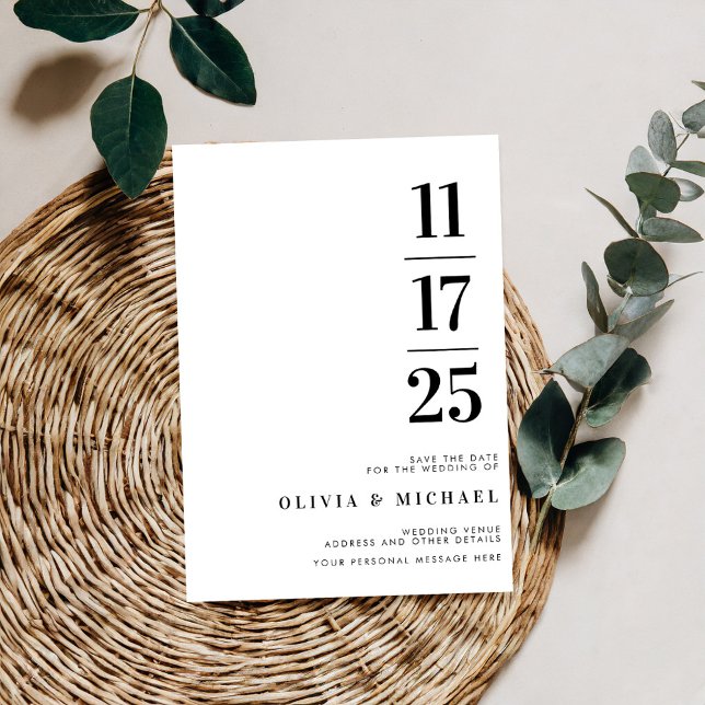 Elegant Modern Black and White Bröllop Spara Datumet (Skapare uppladdad)