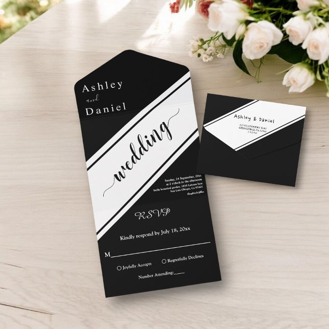 Elegant Modern Black and White Chic Bröllop (Skapare uppladdad)