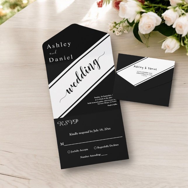 Elegant Modern Black and White Chic Bröllop (Skapare uppladdad)
