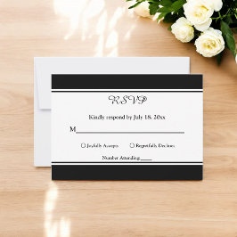 Elegant Modern Black and White Chic Bröllop OSA Kort