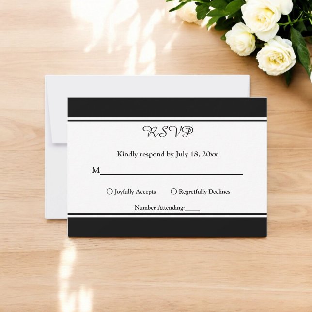 Elegant Modern Black and White Chic Bröllop OSA Kort (Skapare uppladdad)
