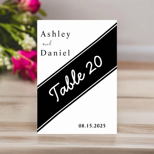 Elegant Modern Black and White Delikate Bröllop Bordsnummer (Skapare uppladdad)