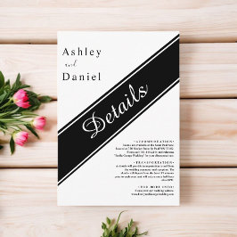 Elegant Modern Black and White Delikate Bröllop Tilläggskort
