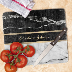 Elegant Modern Black and White Marble Guld Rand