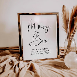 Elegant & Modern Black and White Mimosa pub-tecken Poster