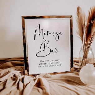 Elegant & Modern Black and White Mimosa pub-tecken Poster