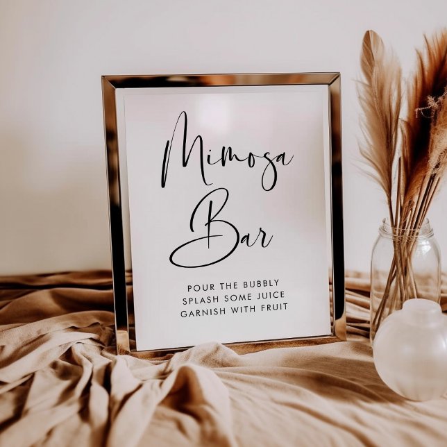Elegant & Modern Black and White Mimosa pub-tecken Poster (Skapare uppladdad)