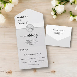 Elegant Modern Black and White Monogram Bröllop