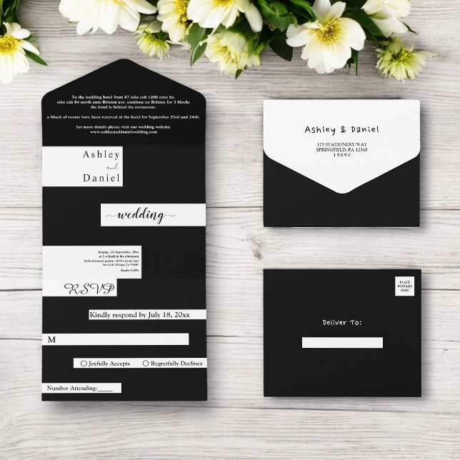 Elegant Modern Black and White Snyggt Bröllop (Skapare uppladdad)