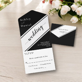 Elegant Modern Black and White Snyggt Bröllop