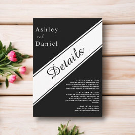 Elegant Modern Black and White Snyggt Bröllop Tilläggskort