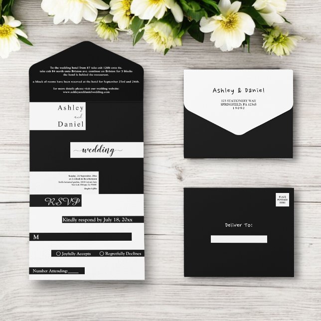 Elegant Modern Black and White Trendig Bröllop (Skapare uppladdad)