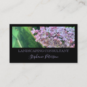 Elegant Modern Black Anpassningsbar Photo Lilac li Visitkort