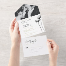 Elegant Modern Black Blommigt Photo Bröllop OSA