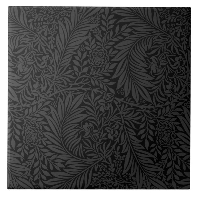 Elegant Modern Black Blommönster Kakelplatta (Framsidan)