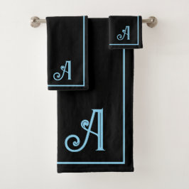 Elegant Modern Black &blue Monogram  