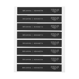 Elegant Modern Black Bröllop Etikettband