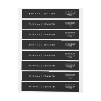 Elegant Modern Black Bröllop Etikettband