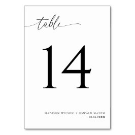 Elegant Modern Black Calligraphy Bröllop 14 Bordsnummer