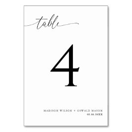 Elegant Modern Black Calligraphy Bröllop 4 Bordsnummer