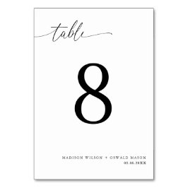 Elegant Modern Black Calligraphy Bröllop 8 Bordsnummer