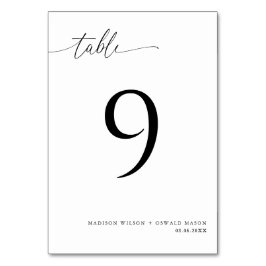 Elegant Modern Black Calligraphy Bröllop 9 Bordsnummer