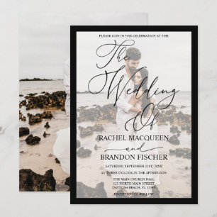 Elegant Modern Black Framework par Photo Bröllop Inbjudningar