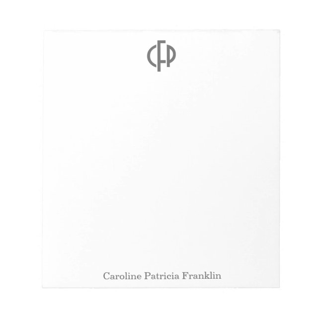 Elegant Modern Black Geometric Monogram Initialer Anteckningsblock (Framsida)