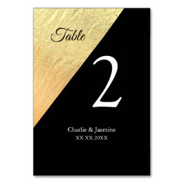 Elegant Modern Black & Gold Foil Bröllop Bordsnummer