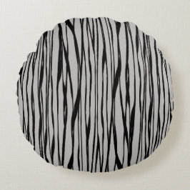 Elegant Modern Black Grått Abstrakt Line Art Rund Kudde