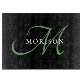 Elegant Modern Black Grönt Script Monogram