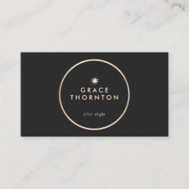 Elegant Modern Black Guld Circle Star Visitkort