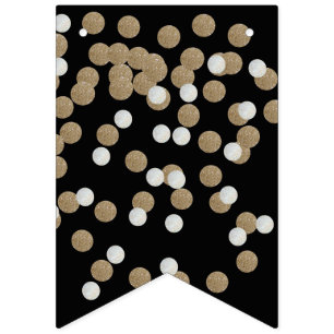 elegant modern Black Guld Confetti-Julfest Vimplar