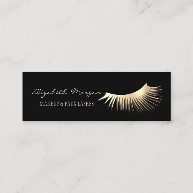 Elegant Modern Black, Guld Faux Lash Mini Visitkort (Framsida)