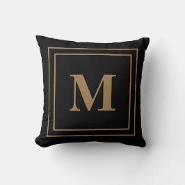 Elegant Modern Black Guld Monogram Dekorativ kudde