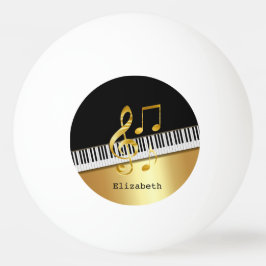 Elegant Modern Black Guld Musik noter, Piano Nyckl Pingisboll