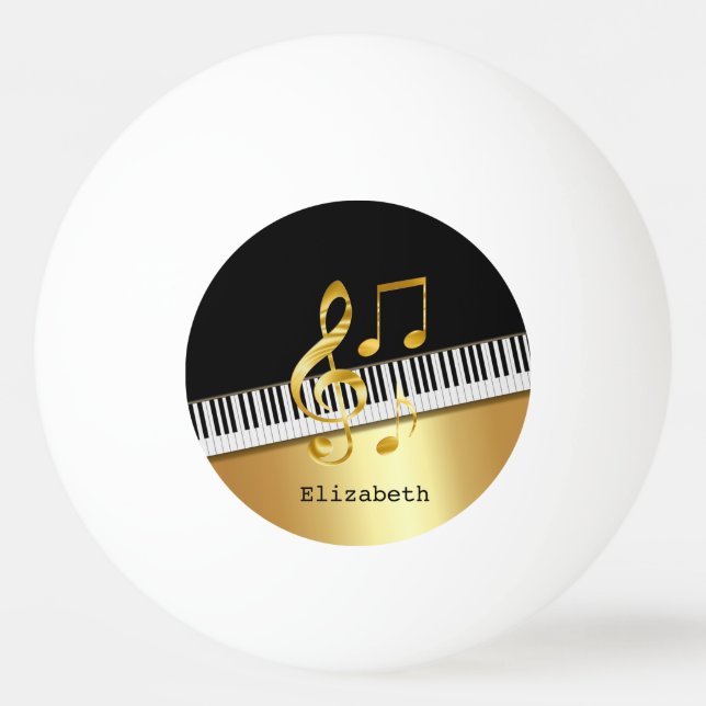Elegant Modern Black Guld Musik noter, Piano Nyckl Pingisboll (Framsidan)