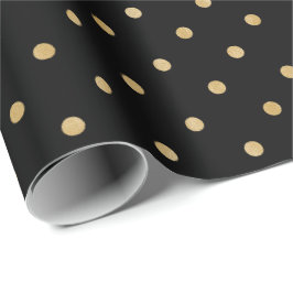 Elegant Modern Black Guld Polka dots Mönster Presentpapper