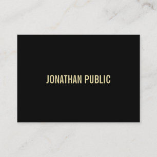 Elegant Modern Black Guld Text Professionell Plain Visitkort