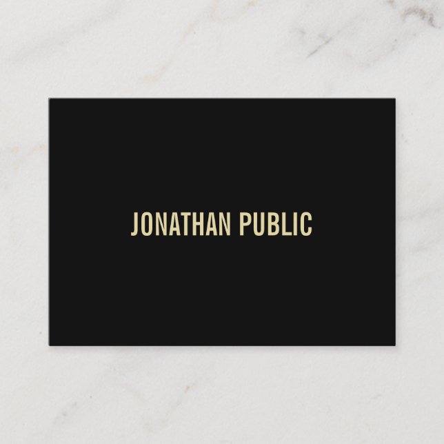 Elegant Modern Black Guld Text Professionell Plain Visitkort (Framsida)
