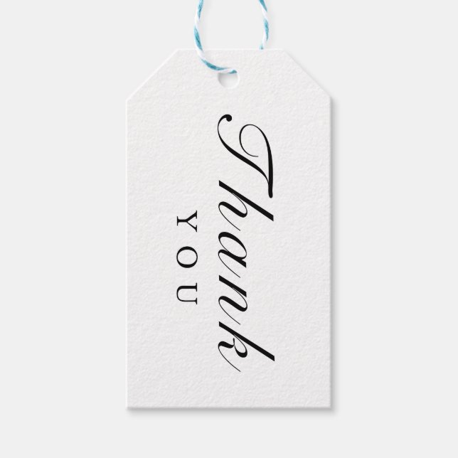 Elegant Modern Black Guld White Rand Bröllop Märkr Presentetikett (Framsidan)