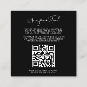 Elegant & Modern Black Honeymoon-fond QR kod Tilläggskort