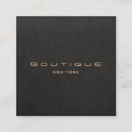 Elegant Modern Black Linen Professionell Fyrkantigt Visitkort