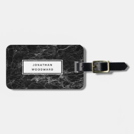 Elegant Modern Black Marble Personlig Bagagebricka