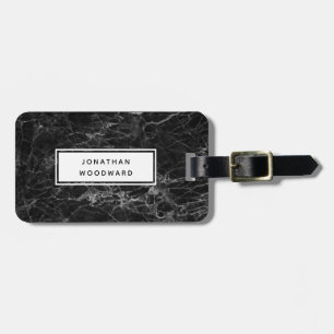 Elegant Modern Black Marble Personlig Bagagebricka