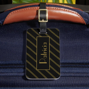 Elegant Modern Black med prickad Guld Linjer Bagagebricka