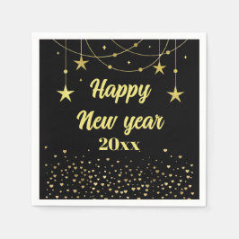Elegant Modern Black och guld Gott nytt år Pappersservett